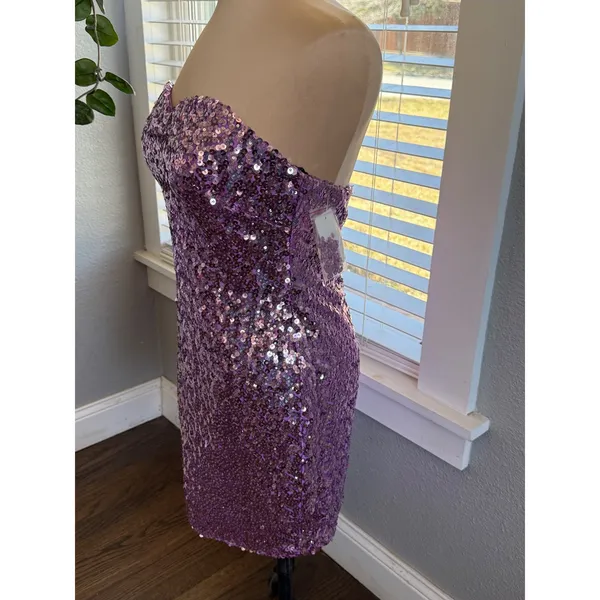 NWT Blush Prom Sequin‎ Strapless Mini Dress Size 6 Sweetheart Neckline - Image 2