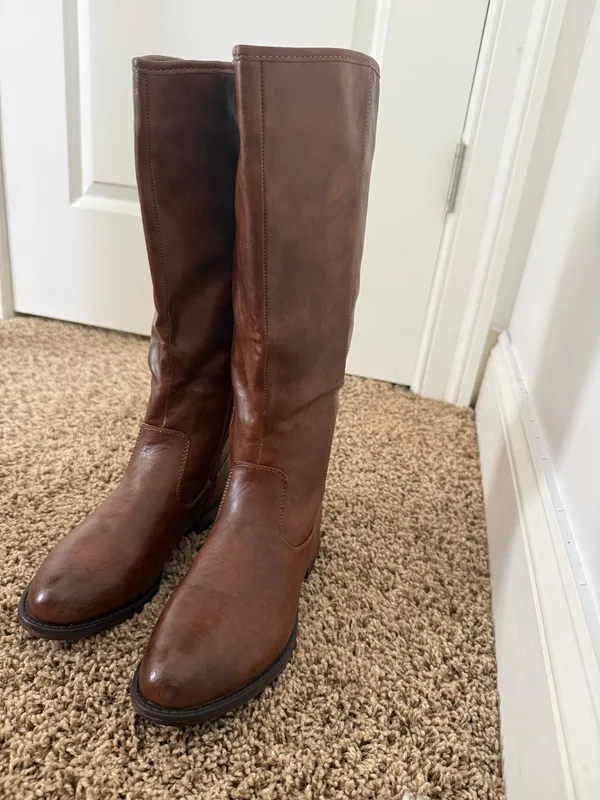 Brown leather autumn boots Size 7 - Image 3