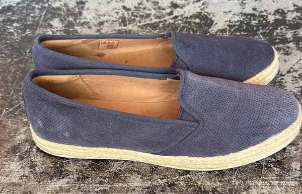 Clarks Blue Leather Espadrille Slip On Shoes Size 10 - Image 4