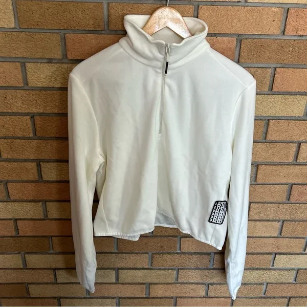 NWT Rains Thin Fleece Half Zip Pullover White/Cream Sweater Size Medium White - Image 2