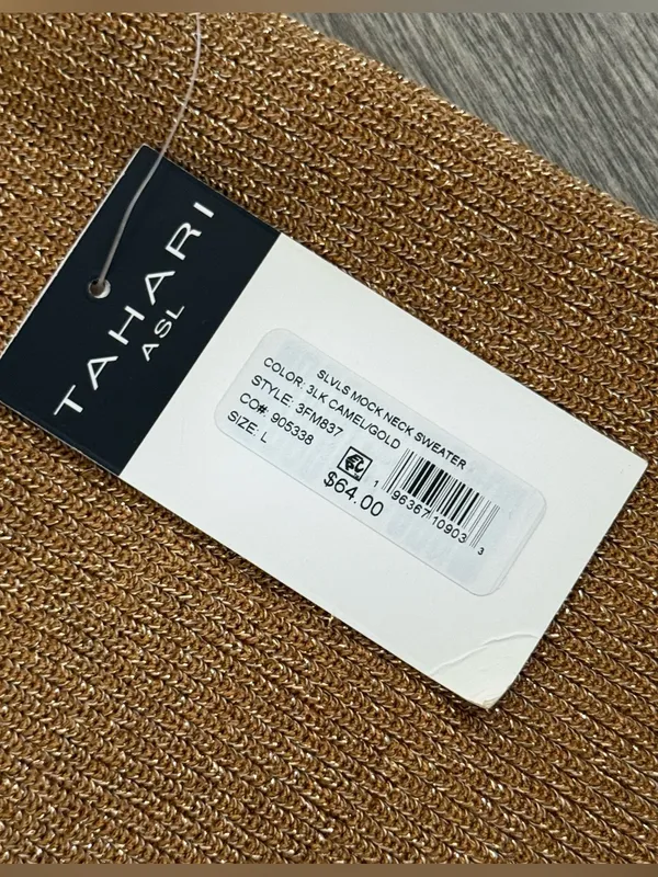 Tahari ASL Camel/Gold Sleeveless Mock Neck Sweater Size 8 NWT Sophisticated Boho - Image 6