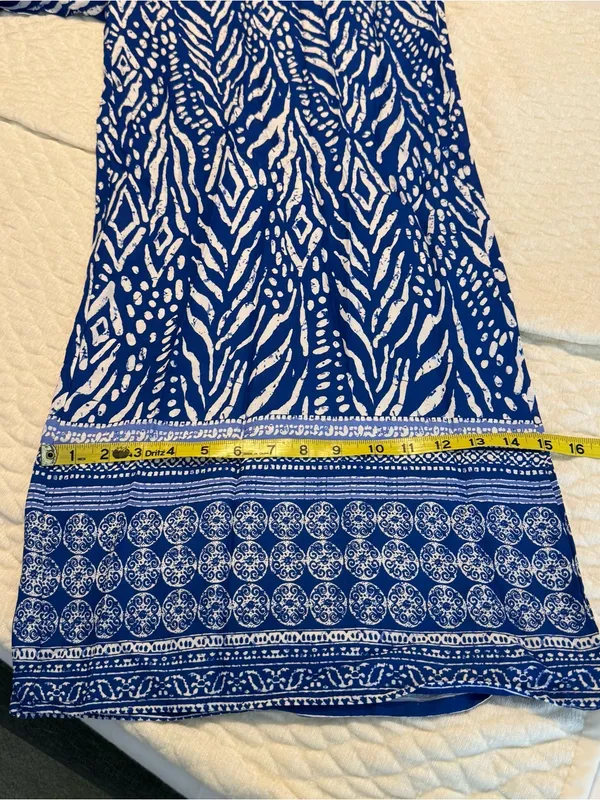 Millenium Wide Leg Pull On Pants Blue White Size 3x Rayon Resortwear Vacation - Image 11