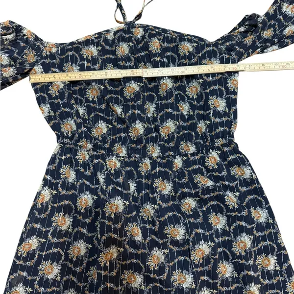 Club Monaco Tansa Dress in Deep Sapphire Blue Floral Metallic‎ Pattern Sz 2 - Image 8