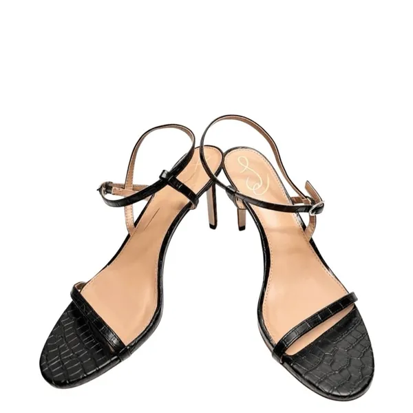 Sam‎ Edelman Sandals Size 9.5 Black Croc Embossed Dara Open Toe Ankle Strap - Image 4