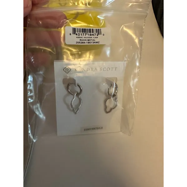 Kendra Scott Abbie Huggie Earrings Convertible Silver. Rhod Metal - Image 3