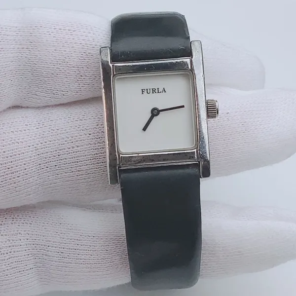 FURLA 925 Sterling Silver Black‎ Leather Watch - Image 3