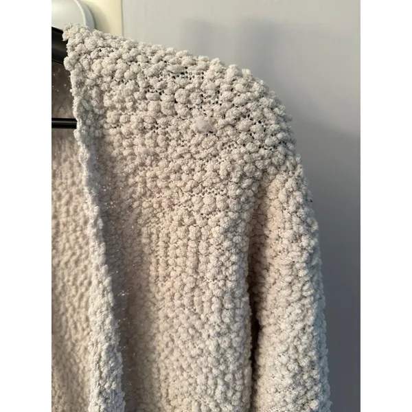 MEROKEETY Women's Off White‎ POPCORN BATWING SLEEVE OVERSIZED CARDIGAN Size S - Image 4