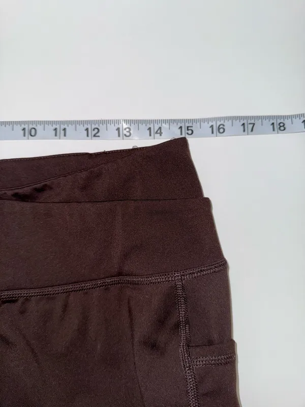 Maurices Smooth Crossover Flare Leggings Brown High Rise Large Short - Image 7