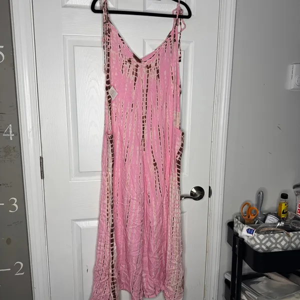 PAPAYA TREE IMPORTS Pink Tan Tie Dye Wide Leg‎ Jumpsuit - Image 2