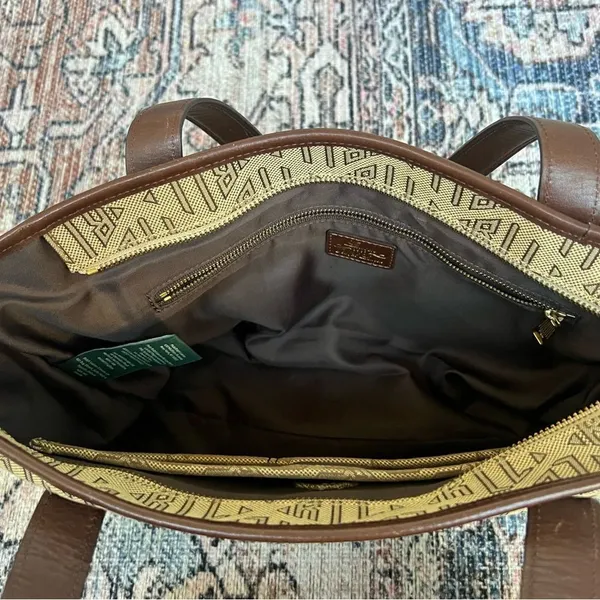 Ralph Lauren Vintage Signature Khaki Brown Medium Satchel Tote Handbag - Image 8