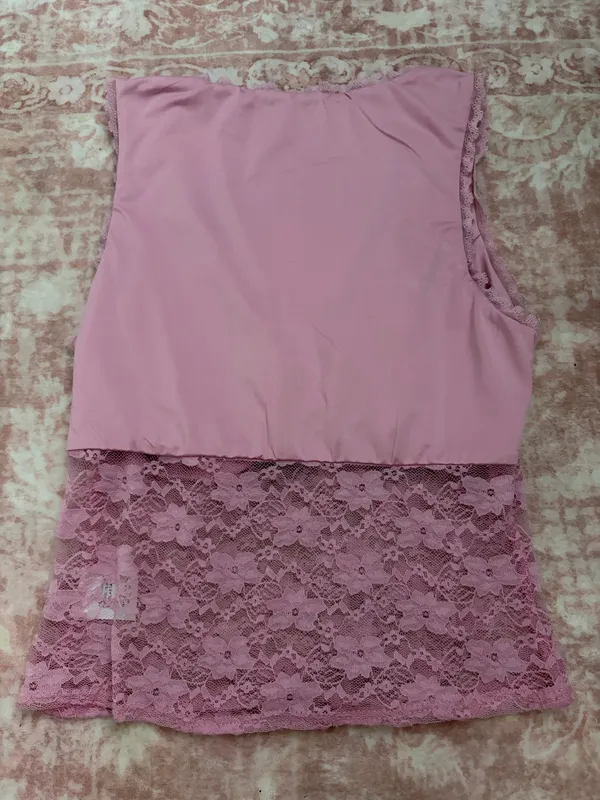 Princess Polly Top Pink Crop Lace - Image 3