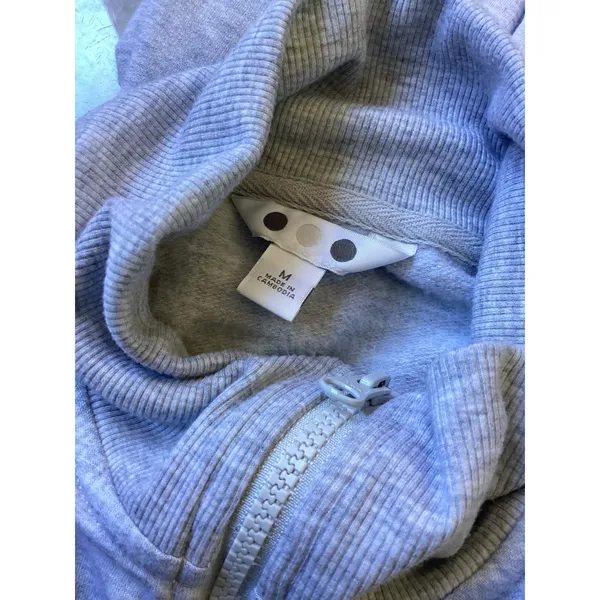 Three Dots Women Heather Gray Quarter Zip Fleece Sweatshirt Pullover Size M - Image 7
