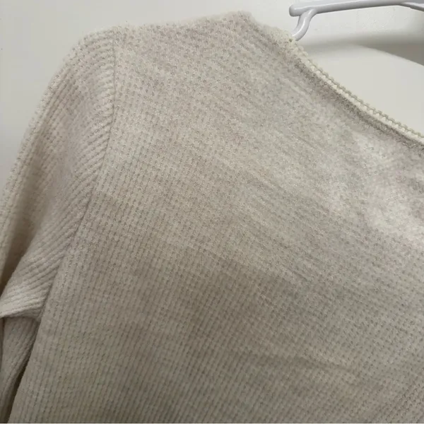 Aerie Cream Waffle Texture Long Sleeve Top - Image 6