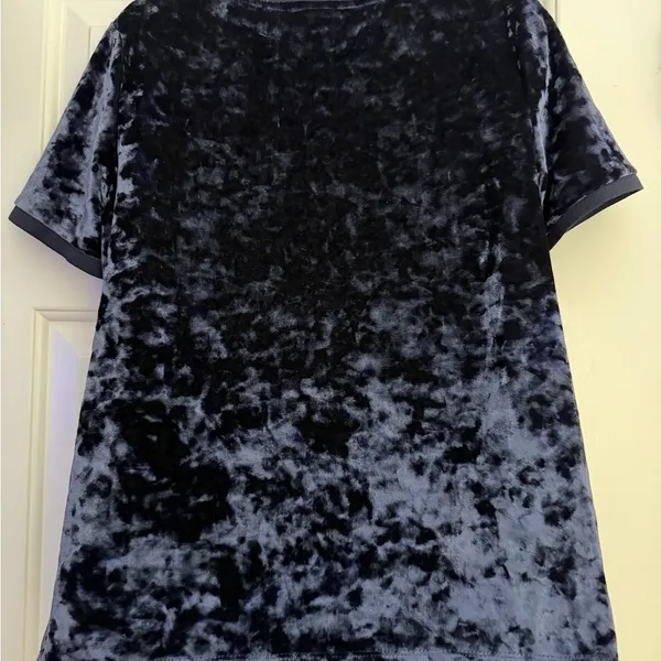 Crushed velvet blue navy indigo short sleeve t shirt - Image 5