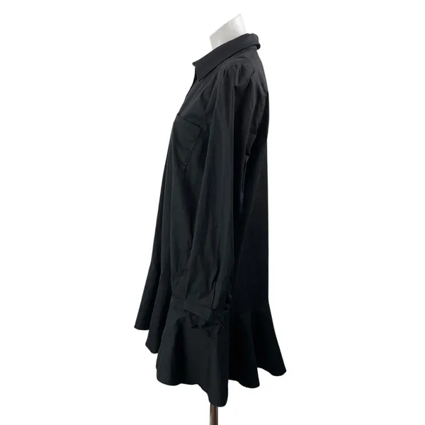 Tuckernuck Women's Black Long Sleeve Half Button A Line Mini Shirt Dress Size M - Image 2
