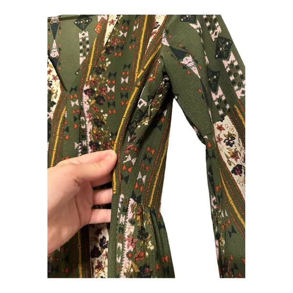 Altar’d State Green Boho Patchwork Floral Bell Sleeve Maxi Long Sleeve D… - Image 4