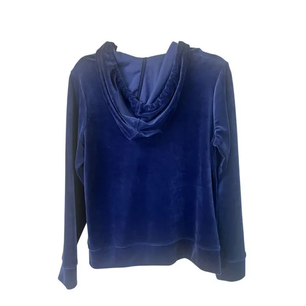 Tommy Bahama royal blue zip hoodie velour sz Small - Image 2