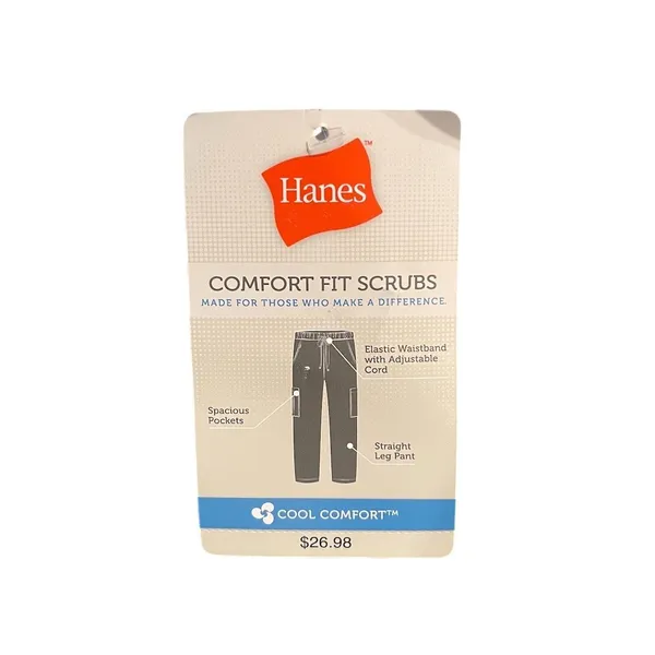 Hanes Scrubs Pants Womens Size L Blue Straight Leg Drawstring Medical NWT - Image 5