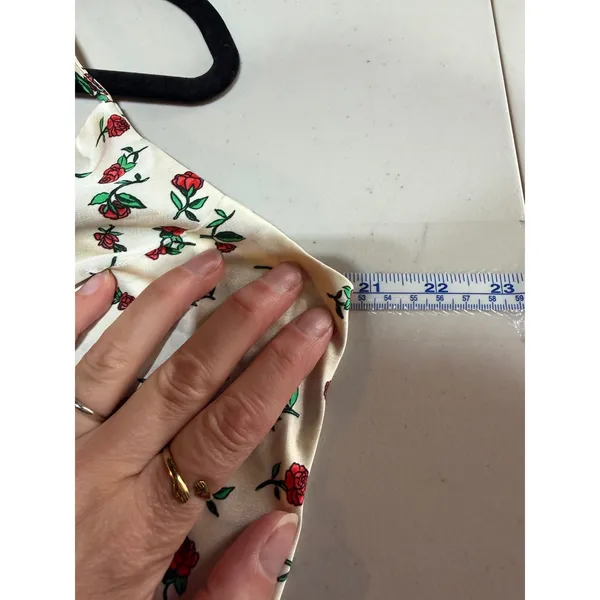 A New Day Midi Slip Dress Women L Cream Red Rose Floral Coquette Romantic - Image 7