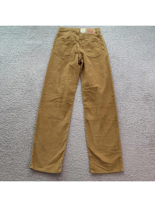 Levis 94 Baggy Corduroy Pants Women's 24x31 Mid Rise Camel Brown Wide Leg NWT - Image 2
