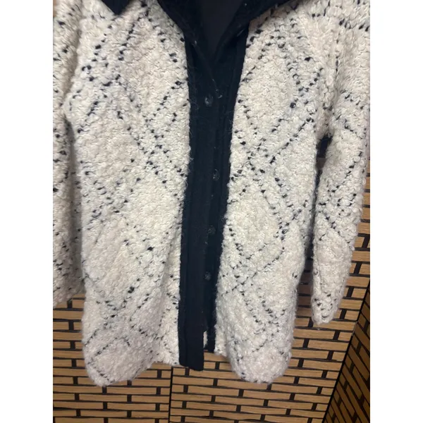Free People White And‎ Black Boucle Coat Size XS - Image 4