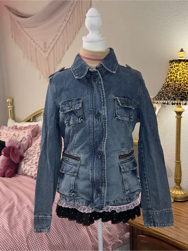 Y2K Old Navy Denim Utility Jacket - Blue - Image 10
