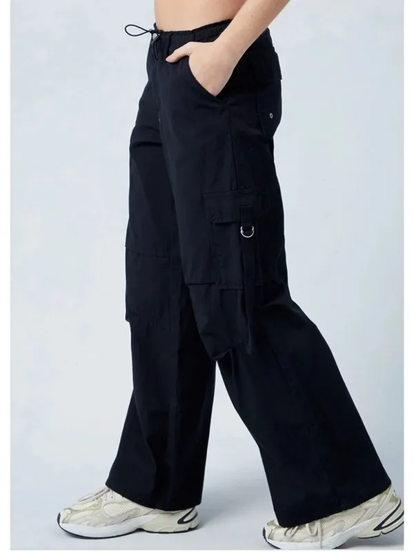 Pacsun Black Toggle Baggy Cargo Pants, Black, Large, NWT - Image 2