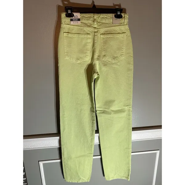 ZARA High Rise Straight Leg Jeans Women's‎ Size 2 Green Light Wash Denim - Image 3