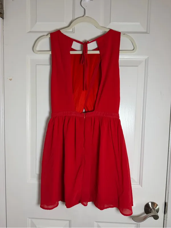 Foreign Exchange Red Chiffon Fit-and-Flare Dress‎ - Image 3