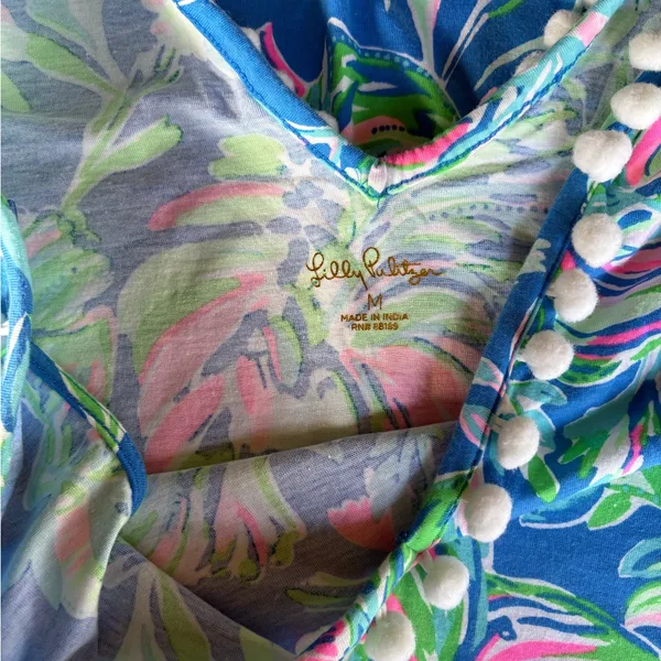 Lilly Pulitzer Camilla Floral Blue Flare Fancy Fina Print Cotton Tank Dress - Image 4