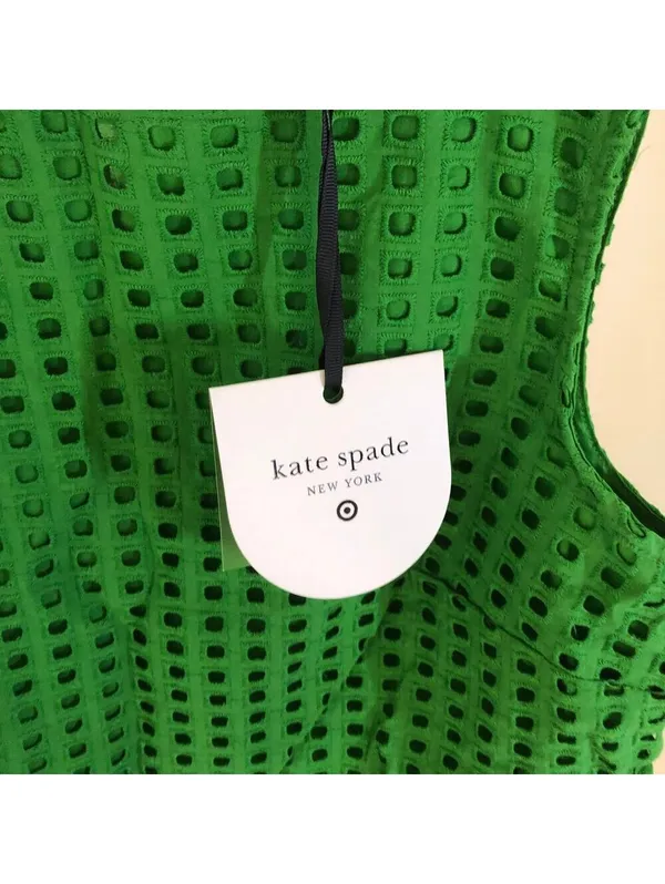 Kate Spade X Target NWT Green Boxy Eyelet Crop Top Size XS Broken Button Loop - Image 7