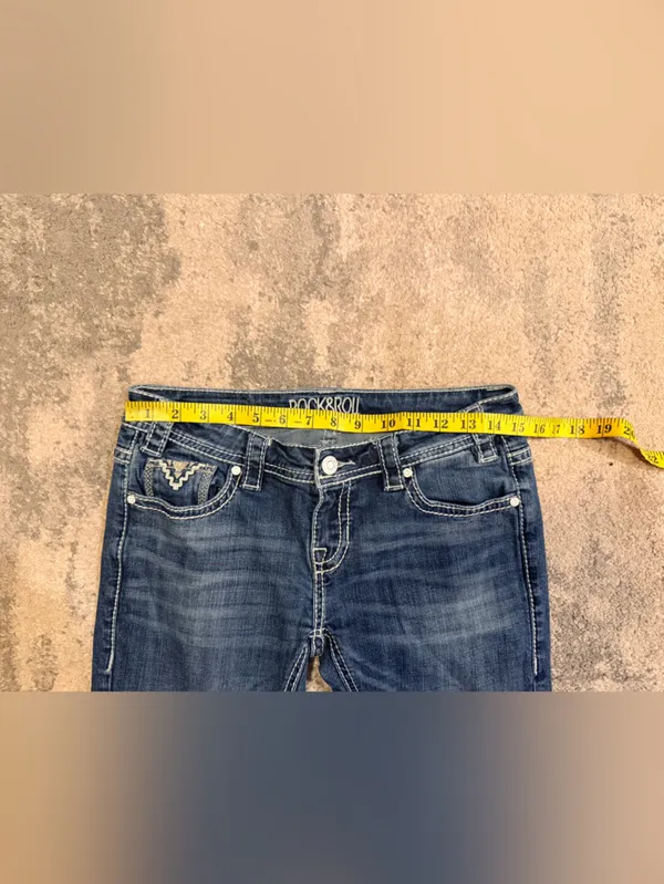Women's Rock&Roll Low Rise Blue Bootcut Jeans - Image 6