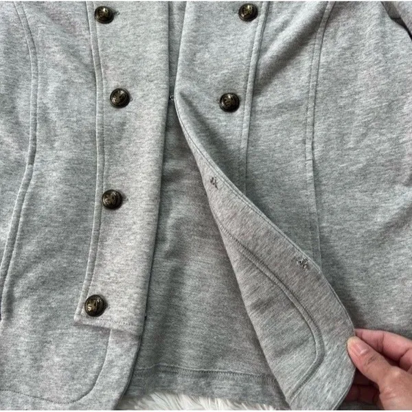 Tommy Hilfiger Gray Military Jacket Button Front Pockets Short Coat Size L/G - Image 7
