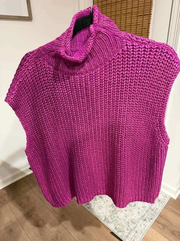 She & Sky Sweater Turtleneck Sleeveless L - Image 2