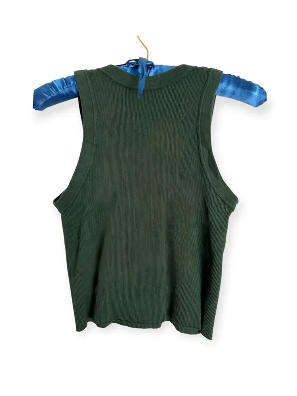 Brandy Melville Dark Green Ribbed Connor Tank Cropped Cotton comfy Y2K Top chic - Image 3