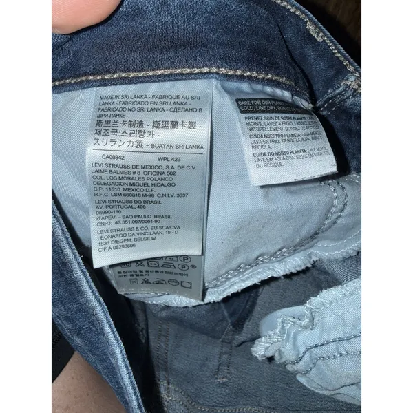 Levi's 535 Women's Sz 31 Super Skinny Jeans Front Pipe Dark‎ Denim Raw Hem - Image 3