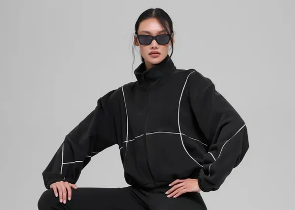 Alo Yoga Polar Fleece Game Time Full Zip Jacket Black Athletic small - Image 11