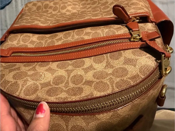 Leather-Trim Signature Pattern Backpack - Tan - Image 6