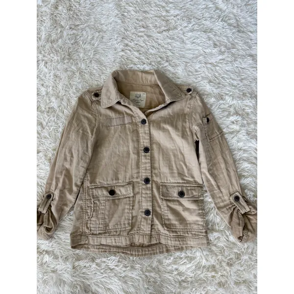 American Eagle Outfitters Utility‎ Jacket XS Button Up Tan Lightweight - Image 4
