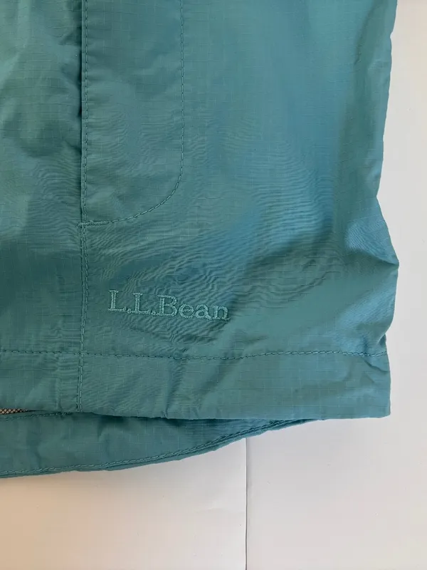 L.L.Bean Vintage Teal Nylon Hooded Rain Jacket Windbreaker Unise - Image 6