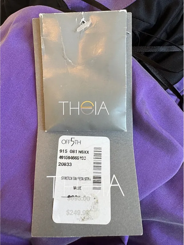 Theia Strapless Purple Evening Gown Dress Size 8 Ruched Bodice and Skirt - Image 7