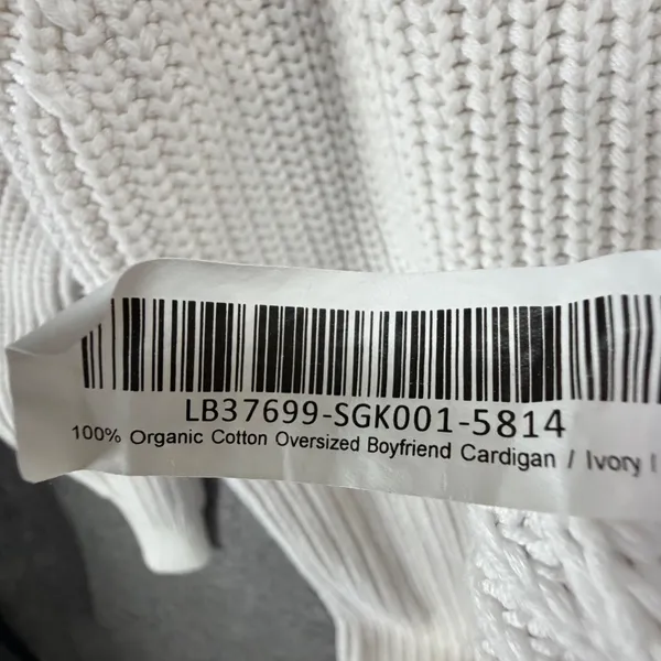 Quince Organic Cotton Oversized Boyfriend Cardigan Womens XS Ivory Cozy Comfort - Image 13