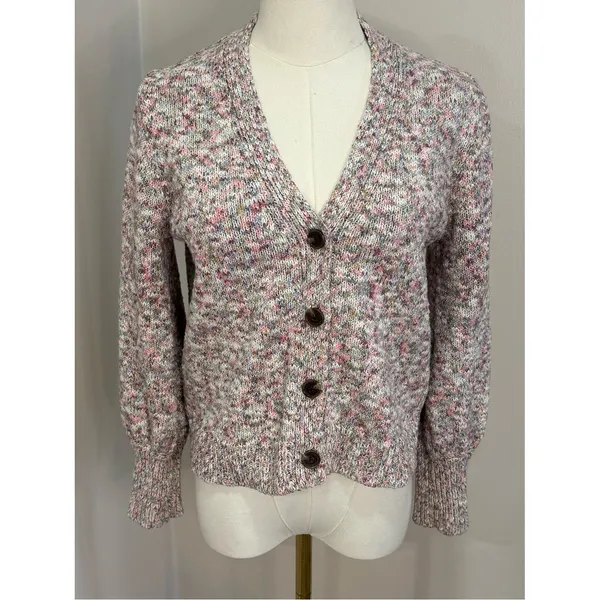 J Crew Textured Button Front Cardigan Sweater Heathered Multi‎ Womens Size M - Image 2