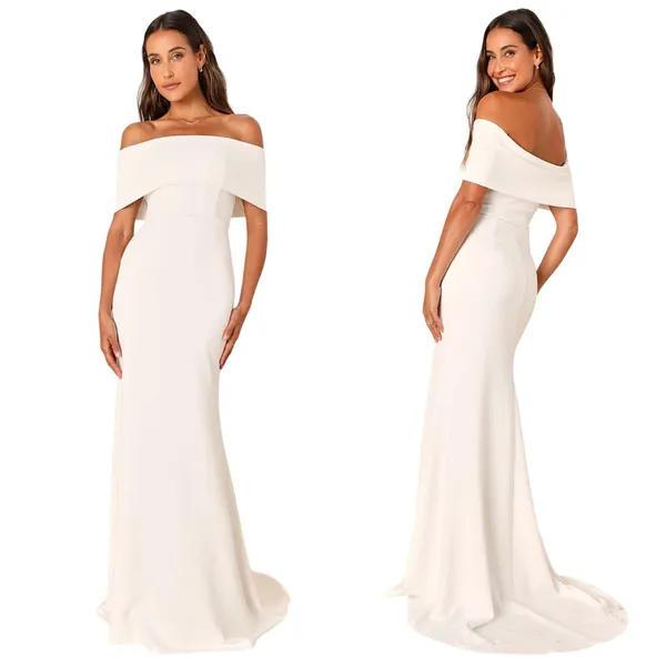 Lulus Exceptional Romance White Off-the-Shoulder Mermaid Maxi Dress size M NWT - Image 2