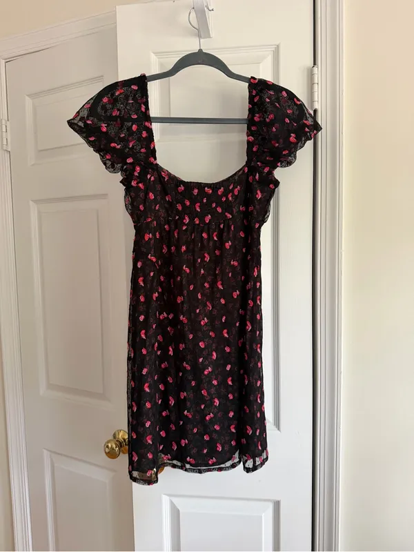 Free People Sugar and Spice Floral Mesh Mini Dress XS - Image 10
