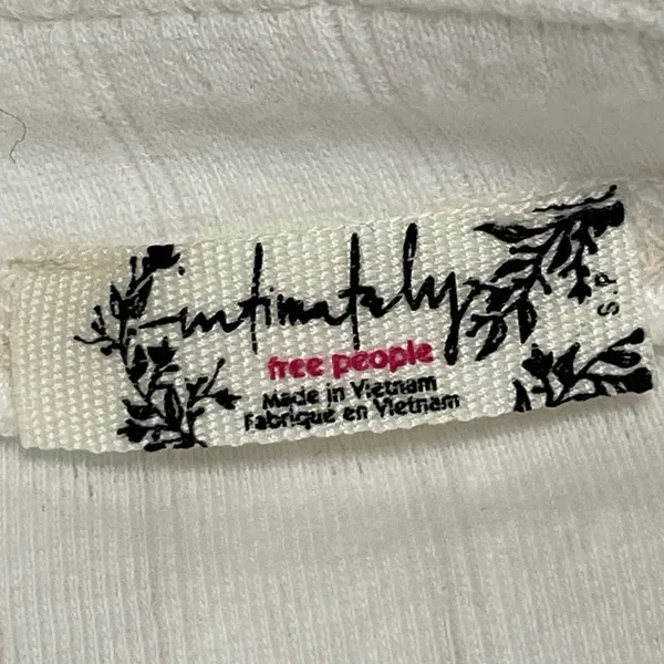Free People Women's White Long Sleeve V Neck Rib Knit Henley T Shirt Tee Top S - Image 4