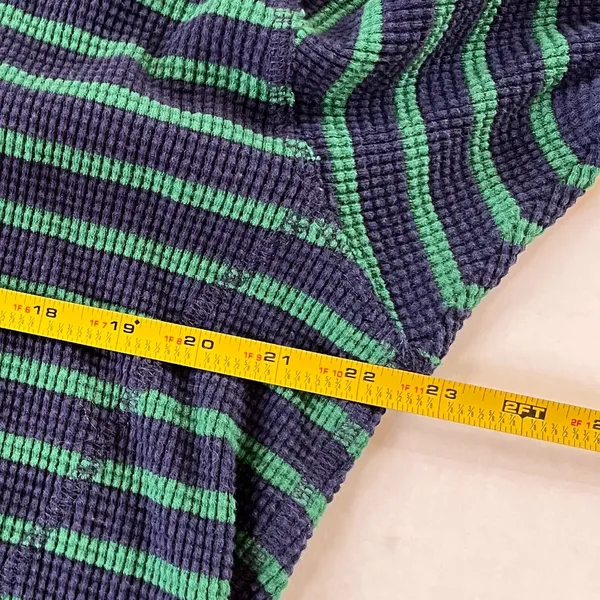 Aerie Sz M Oversized Pullover Sweatshirt Navy Green Flowy Waffle Crew‎ Blouse - Image 6