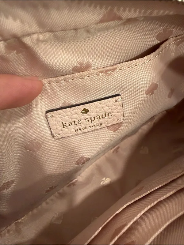Kate Spade Purse Glitter Pink Leather Camera Bag Crossbody Pebbled Leather EUC - Image 9