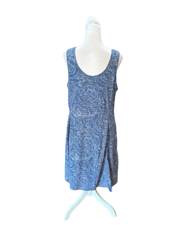 Toad And Co Sunkissed Cutout Dress Blueberry Batik Floral Print Womens Large - Image 3