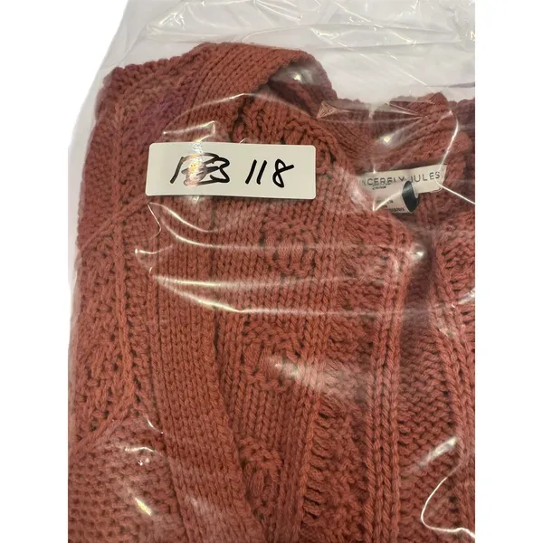 Sincerely Jules Rust Orange Cable‎ Knit Cardigan Sweater Women's Size Small NWOT - Image 8